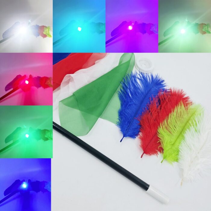 Светящаяся волшебная палочка с перьями 7 цветов Lightning Magic Wand 7 colors